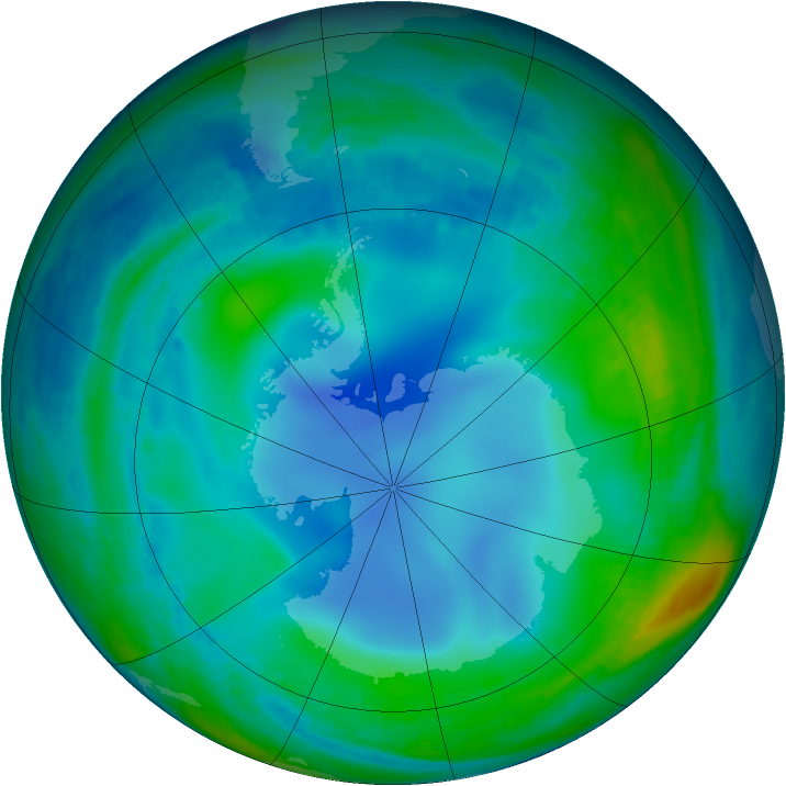 Antarctic ozone map for 06 June 2000